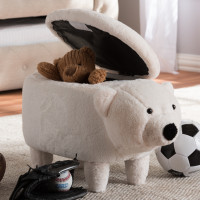 Baxton Studio 8809-Bear-Otto Bjorn Contemporary Wool Upholstered Bear Storage Ottoman